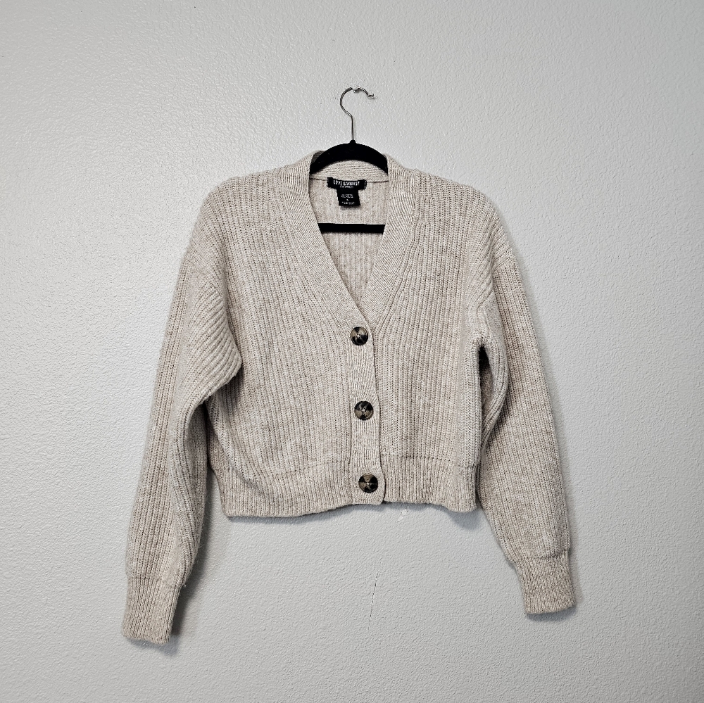 Cozy Thick Cream Ribbed Button-Front Cardigan Sweater